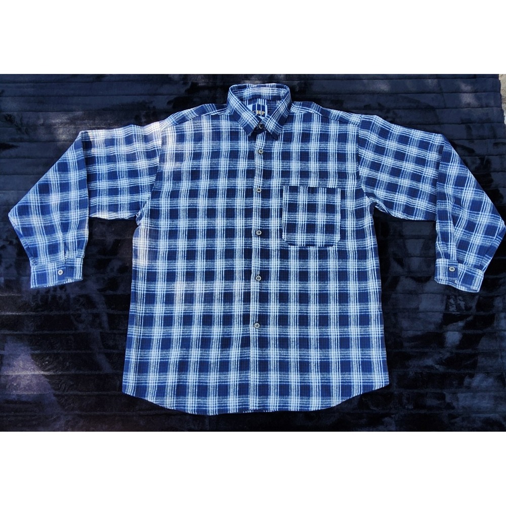 Vintage 100% Cotton Blue/White CHP Made in USA Flannel Size XL